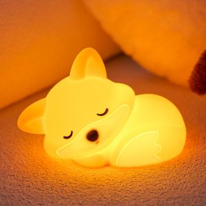 Veilleuse Licorne Pour Enfants, Minuterie &Agrave; Intensit&eacute; Variable, Lampe De Chevet Pour Enfants, D&eacute;coration Pour Chambre D'enfant De Fille (Fox) - Neuf
