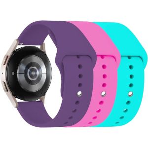 3 Pack Bracelet montre de sport en silicone souple 20mm pour Samsung Galaxy Watch 7 6 5 4 Active 2 40mm 44mm 42mm 46mm 43mm 47mm, 20mm Bande de Remplacement en Silicone Souple Sport Strap - Neuf