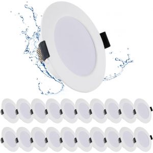 Lot De 20 Spots Led Encastrables 5W, Spot Salle De Bain, Ip44, 450Lm, Ultramince 25 Mm, Blanc Neutre 4000K, Trous &Oslash;75-90Mm, Spot Led Ext&eacute;rieur Rond Pour Cuisine, Chambre, 220V-240V - Neuf