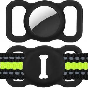 VornixorSarlshop-Lot de 2 coques de protection en silicone compatibles avec AirTg, support de boucle pour chien et chat, anti-perte et lavable, accessoires GPS avec motif os pour localisateur, noir - Neuf