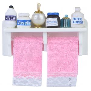 Etagere de salle de bain miniature en bois a l'echelle 1:12 pour maison de poupee, meuble de salle de bain, decoration de maison de poupee - Neuf