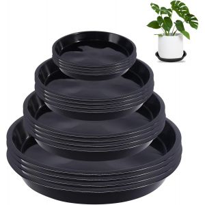 ERYI-Lot De 16 Pots De Fleurs Ronds En Plastique - Dessous De Pot De Fleurs Ronds - Dessous De Pot Pour Plantes Intérieures Et Extérieures - Fleurs Et Plantes - Neuf
