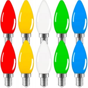 10pcs E14 Ampoule Led Colorée,1w E14 Ampoule Colorée,Pour Ac220-240v,Éclairage Décoratif Pour Halloween,Noël,Festival,Rouge Jaune Bleu Vert Blanc Chaud - Neuf