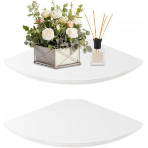Tianyi-Étagère Murale D'angle, 2 Niveaux De 30 Cm, Le Secteur, Avec Trous Pour Câbles, Étagère Murale En Bois Pour L'angle Du Mur, Pour Placer Haut-Parleur Et Boîtier De Câbles, Blanc - Neuf