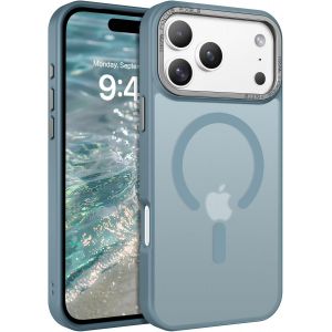 TRAHOO-Coque Magn&eacute;tique pour iPhone 17 Pro Max, 6,9 Pouces, Compatible avec MagSafe, Etui Translucide Mat Arri&egrave;re Housse Fine Antichoc Case, Coque iphone 17 Pro Max Bleu - Neuf