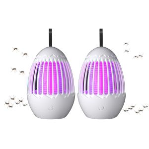 Lot de 2 lampes anti-moustiques LED rechargeables par USB avec fonction de choc &eacute;lectrique - Neuf