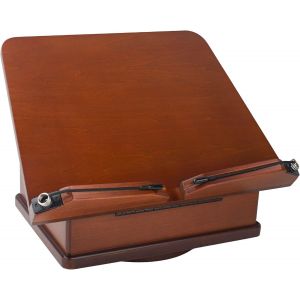 Grand Support De Livre En Bois Avec Base Carrousel-Support De Livre R&eacute;glable Avec Bo&icirc;te De Rangement Et Support Magn&eacute;tique-Organisateur De Livres En Bois Rotatif &Agrave; 360&deg; (Dark Cherry) - Neuf