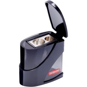 Mevronisshop-Derwent - Taille-Crayon 2 Trous En M&eacute;tal R&eacute;sistant Avec R&eacute;servoir, Trous De 11,5 Et 8,25 Mm Pour Crayons Graphites &Agrave; Dessin Et Crayons De Couleur, Noir, 2306123 - Neuf