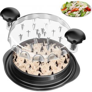 NouvelHorizonstore-Broyeur de poulet, 9,6 pouces Broyeur de poulet Outil Twister avec poign&eacute;e ergonomique, antid&eacute;rapant, &eacute;conomie d'effort, avec couvercle transparent Broyeur de nourriture - Neuf