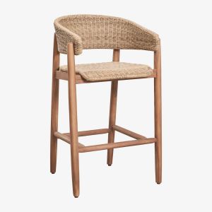Tabouret De Jardin Haut En Bois D'acacia Et Rotin Synth&eacute;tique Ribeira Brun Acacia &iquest;75 Cm - Neuf
