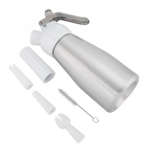 Hjlian Distributeur De Creme Fouettee Portable En Aluminium Rouge De 250 Ml, Distributeur De Beurre, Siphon, Mousseur, Argent - Neuf
