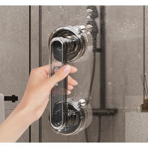 ChenQuanSarl- Grandes Poignées De Porte Et De Fenêtre En Verre, Portes Coulissantes De Salle De Bain, Armoires, Armoires, Ventouses Et Poignées Sans Couture (Noir) - Neuf