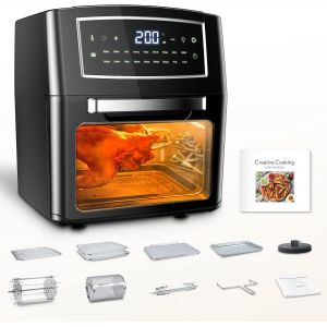 ChenQuanSarl-Friteuse Sans Huile 12L, 18-En-1 Friteuse À Air Chaud 1500W Air Fryer Mini Four Cuisson À Une Touche Avec 10 Accessoires Et Recettes, Sans Bpa Af-120Cdeu - Neuf