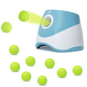 Chien Balle Lanceur Lanceur D'applications Pour Les Petites Et Moyennes Chiens, Automatique 10-30 Pieds De Distance Avec 9 Mini Balles De Tennis, Bleu - Neuf