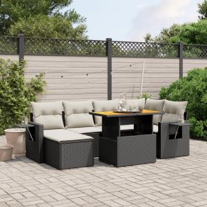 Prolenta Premium - Salon De Jardin 7 Pcs Avec Coussins Noir R&eacute;sine Tress&eacute;e - Neuf