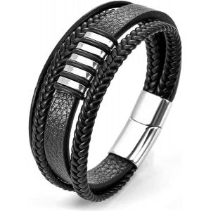 D Bracelet Homme, Bracelet Cuir Homme, Bracelet Viking, Bracelet Acier Inoxydable, Bracelet Homme Acier, Bracelet Homme Acier Inoxydable, Bracelets Pour Homme, Avec Bo&icirc;te Cadeau - Neuf