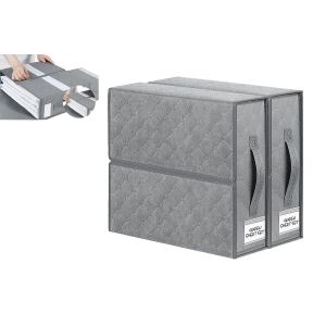 Organisateur De Draps Pliable Avec Poign&eacute;e - Lot De 2 Bo&icirc;tes De Rangement Pour Draps Et Linge De Lit - Neuf