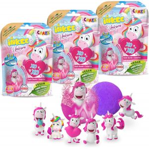 ERYI-Craze Unicorn | Pack De 3 Boules De Bain Surprise, Bombes De Bain Arôme Pop-Corn Avec Figurine Licorne, Testé Dermatogoliquement - Neuf