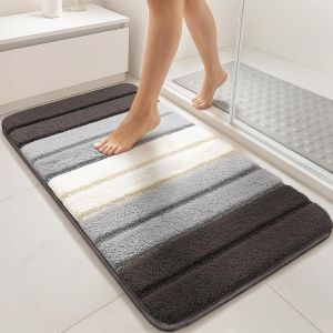 Tapis de Bain Antidérapant Doux et Absorbant en Microfibre Dégradé Élégant Séchage Rapide Lavable en Machine pour Salle de Bain Douche Baignoire 60x110cm Gris - Neuf