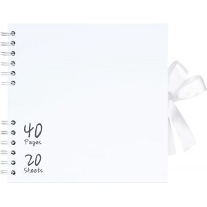Album Photo 20,5x20,5 Cm,Album Scrapbooking Diy Avec 40 Pages Papier Kraft Blanc &Eacute;pais,Album Photo Vierge Pour Mariage,B&eacute;b&eacute;,Famille,Livre Scrapbooking Personnalisable,Blanc - Neuf