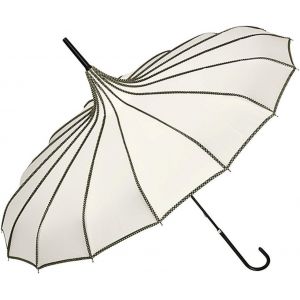 Parapluie Ombrelle Mari&eacute;e Femme Pagode Justine, Cr&egrave;me - Neuf