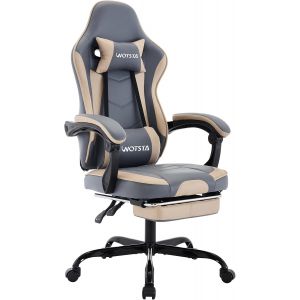 Ulteronixshop-Chaise Gaming Racing, Siege Gaming Repose-Pieds R&eacute;tractable, Fauteuil Gamer avec Massage Lombaire, Fauteuil Bureau Ergonomique Confortable, Dossier Inclinable &agrave; 135&deg;, Charge 120 kg - Neuf