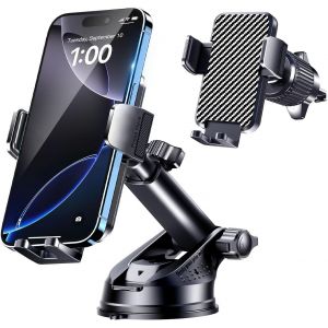 Support Telephone Voiture [Super Ventouse] Porte Telephone Voiture Ventouse Accessoire Voiture Rotatif &agrave; 360 degr&eacute;s Accroche Voiture Pare-Brise Tableau de Bord pour iPhone Android Smartphone - Neuf