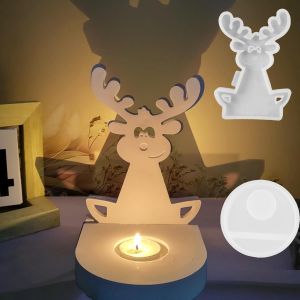 Kalanka-Moule En Silicone Pour &Eacute;lan , Moule &Agrave; Bougie En Forme D'&eacute;lan De No&euml;l Moule En Silicone Avec Socle, Moule &Agrave; Savon De Cerf De No&euml;l Moule De No&euml;l Pour L'artisanat, Ensemble Diy De Bougeoirs - Neuf