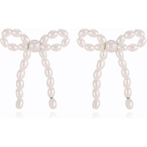 Boucles D¿Oreilles Noeud D¿Argent Or Noeud Papillon Vintage Noeud Boucles D¿Oreilles Pompon Perle Strass Ruban Boucles D¿Oreilles Bijoux Cadeaux Pour Les Femmes Filles - Neuf
