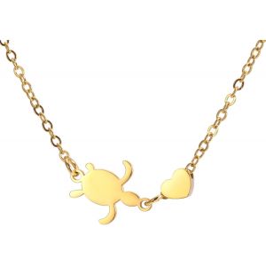 Kal-Collier Tortue De Mer En Acier Inoxydable, Pendentif Tortue Porte-Bonheur, Mignon Boho &Eacute;t&eacute; Plage, Animal De Mer, Bijoux Pour Femmes - Neuf