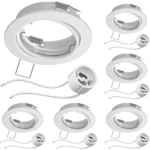 Ledscom.De 6 Cadres D'encastrement Au Plafond Fere Cadre D'encastrement Noir Mat (Led/Halogène/Gu10/Mr16/Par16/50mm) Incl. Douille Gu10 - Neuf