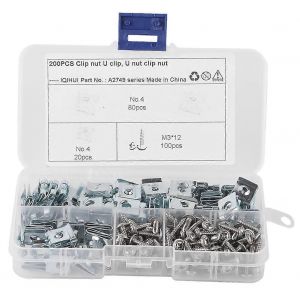 200 pcs ensemble UClips en acier au manganèse avec kit de vis autotaraudeuses assortiment de matériel de fixation pour véhicules à moteur - Neuf