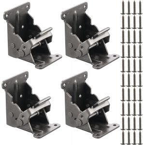 4Pcs Charni&egrave;res Autobloquantes, Support Pliable Raccords de Jambe, Charni&egrave;re pour Pieds &agrave; Rabat de Meuble Pliant Pour Table, Lit, avec 40pcs de Vis - Neuf