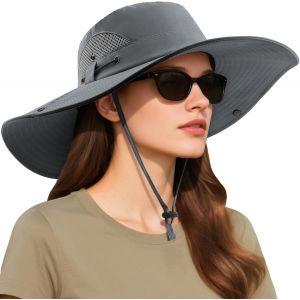 Chapeau De Soleil Femme L'extérieur Uv Protection Chapeau D'été À Large Bord Bonnet Pliable En Maille Plage Pêche Seau Casquette.[Z204] - Neuf