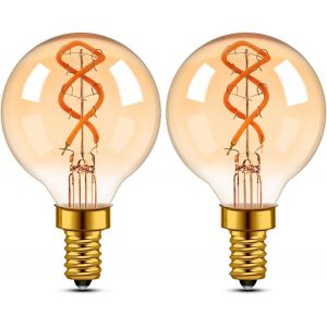 Kal-Vintage E14 Led Ampoule Edison 25watt, 3w Antique Spiral Led Filament En Forme De Goutte,2200k Lumière Chaude Ampoules Rétro,150lm,230v,Verre Ambre,Cri90+,2 Pièces - Neuf