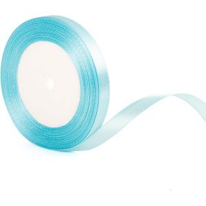 Kal-Ruban De Satin Bleu Ciel De 10 Mm Pour Emballage Cadeau - 22 M - Bleu Azur - Ruban Fin En Tissu Satiné Pour Emballage De Cadeaux, Gâteau De Noël, N?Ud Pour Cheveux, Bouquet, Fleuriste, Artisanat - Neuf