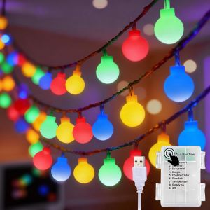 KALANKA-Guirlande Lumineuse a Pile/USB 100 Led 15,5M Guirlande Lumineuse Interieur Exterieure Decoration Noel Sapin Chambre (Multicolore) - Neuf