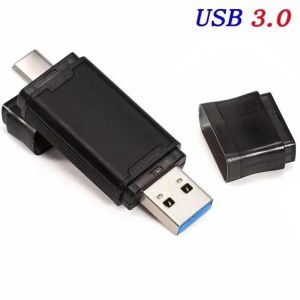 KALPZ-Clé Usb 3.0 Type-C 2 En 1, 64 Go 32 Go 16 Go, Haute Vitesse, Avec Porte-Clés, Clé Mémoire, Cadeau D'Affaires Créatif, Disque U,Black,16Gb - Neuf