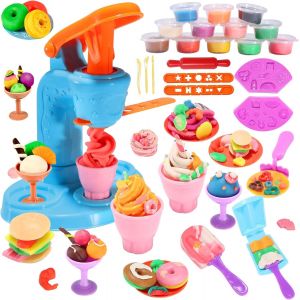 34PCS Salon de Glace Outils de Pate à Modeler Presse à Modeler,Accessoires de pâteà Modeler Set de pâte àmodeler pour Enfants,12 Couleurs Set de pâte a Modeler Intelligent - Neuf