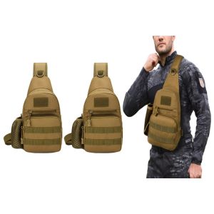 Sac Bandouli&egrave;re Tactique 2 Pi&egrave;ces Avec Porte-Bouteille, Sac &Agrave; Dos Messager, Sac D'assaut Molle - Neuf