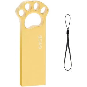 Cl&eacute; USB 64 Go, Cle USB Lovely Pendrive 64 Go Cartoon Flash Drive USB 2.0 Imperm&eacute;able M&eacute;moire Stick Pen Drive pour Ordinateur, PC, Tablette Stockage de donn&eacute;es (Or) - Neuf