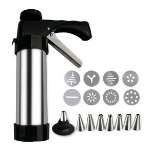 Injecteur De Pâtisserie Professionnel En Acier Inoxydable, Pistolet À Pâtisserie Avec 8 Moules À Biscuits Et 8 Buses Pour Faire Des Gâteaux Aux Biscuits - Neuf