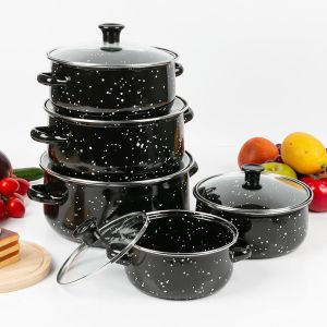 Jexnovashop-Lot De 5 Casseroles En C&eacute;ramique Anti-Adh&eacute;sives 16/18/20/22/24 Cm Avec Couvercle En Verre Pour Diff&eacute;rents Types De Cuisini&egrave;res, Y Compris Induction, Gaz, C&eacute;ramique, &Eacute;lectrique, Halog&egrave;ne - Neuf