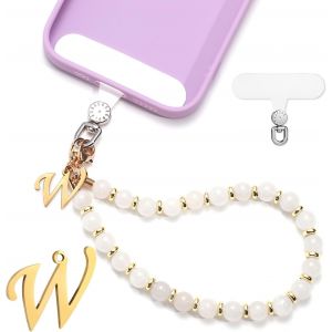 Kal-Jeu Bracelet De Téléphone Perles, Charme De Téléphone Initiales Dragonne De Téléphone Avec Patch Pour Lanière De Téléphone Mains Libres Bracelet De Téléphone Pour Femmes Filles - Neuf