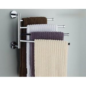 Porte-serviettes mural en acier inoxydable avec crochets pour salle de bain,cuisine,toilettes (quatre barres de suspension) - Neuf
