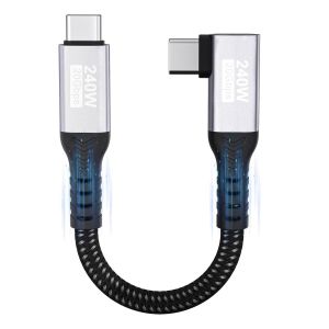 wwp-Câble USB C court,câble USB C coudé 20cm,20Gbps/240W/5K@60Hz USB 3.2 Gen2 × 2,US B C vers US B C 90 degrés PD3.1 câble vidéo 4K@144Hz pour iPhone 16/Plus/Pro Max/iPhone 15/MacBook Pro/iPad Pro,PS - Neuf