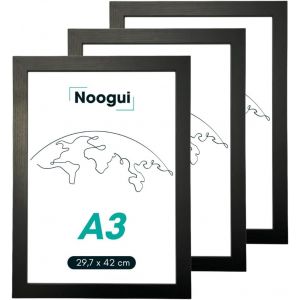 Fchhk-Cadre A3 Bois Noir | Lot De 3 Cadres Avec Plexiglas Antireflet | Format A3 Pour Photos Diplômes Posters Ou Décoration Murale | Vertical Et Horizontal | 30x42 Cm - Neuf