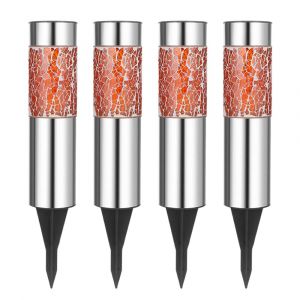Lot De 4 Lampes Solaires Mosa&iuml;ques &Agrave; Planter Dans Le Jardin Pour D&eacute;corer All&eacute;es Et Terrasses. - Neuf