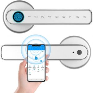 Serrure de porte num&eacute;rique intelligente &agrave; empreinte digitale avec application, 4 modes de d&eacute;verrouillage, entr&eacute;e sans cl&eacute; pour la maison et le bureau - Neuf