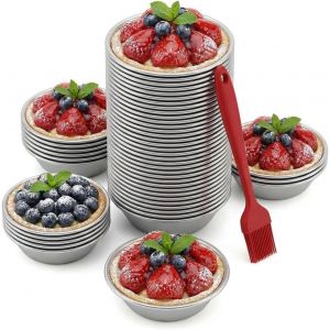 Ulteronixshop-25 Pcs Moule Tartelette R&eacute;utilisable Avec Bross Silicone, Moule Tarte 7 Cm En M&eacute;tal, Moules Mini Quiche Ronds, Petits Moules &Agrave; Tartes Aux Oeufs Antiadh&eacute;sifs, Pour Cuissson Dessert P&acirc;tis - Neuf
